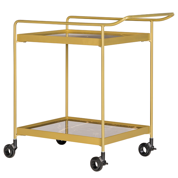 Servierwagen Randalstown - Keramik / Metall - Marmor Braun Dekor / Gold