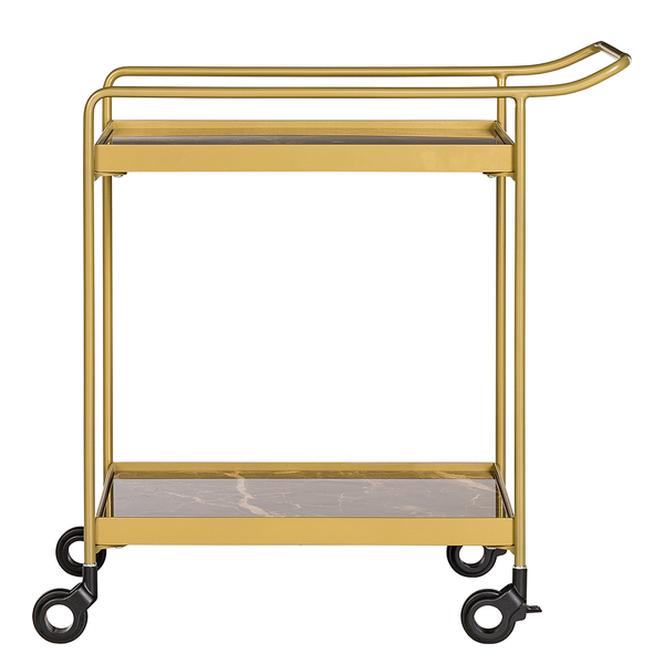 Servierwagen Randalstown - Keramik / Metall - Marmor Braun Dekor / Gold