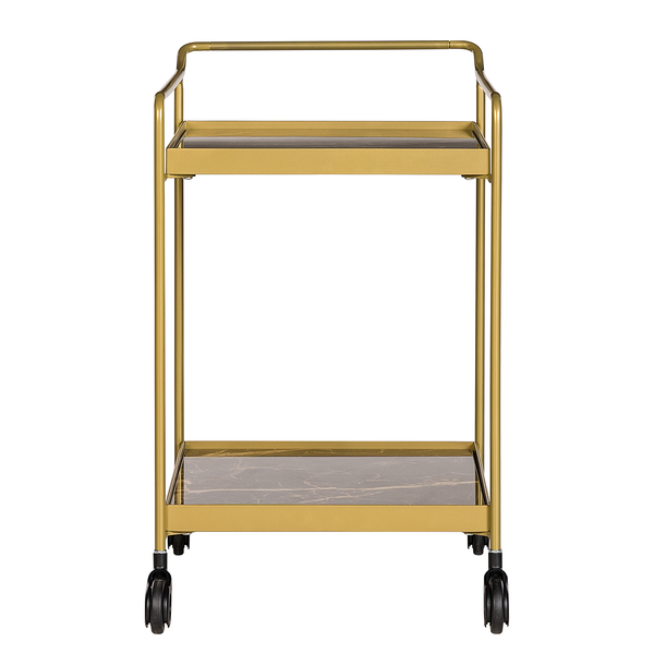 Servierwagen Randalstown - Keramik / Metall - Marmor Braun Dekor / Gold