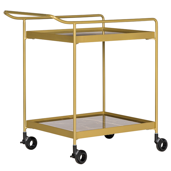 Servierwagen Randalstown - Keramik / Metall - Marmor Braun Dekor / Gold