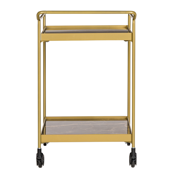 Servierwagen Randalstown - Keramik / Metall - Marmor Braun Dekor / Gold