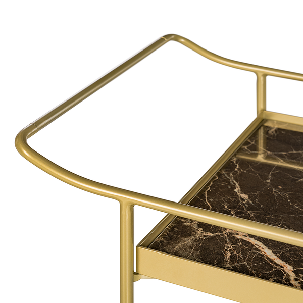 Servierwagen Randalstown - Keramik / Metall - Marmor Braun Dekor / Gold