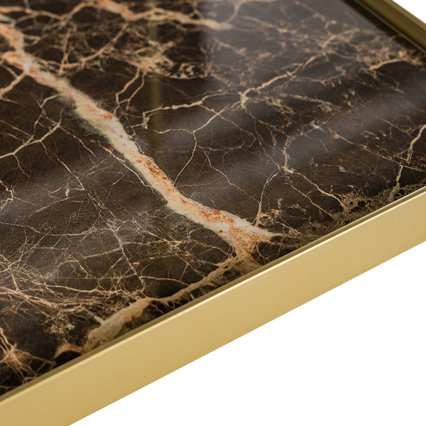 Servierwagen Randalstown - Keramik / Metall - Marmor Braun Dekor / Gold