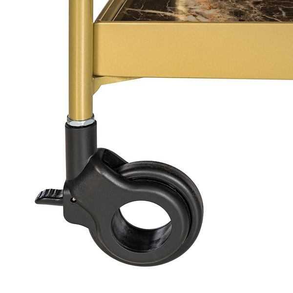 Servierwagen Randalstown - Keramik / Metall - Marmor Braun Dekor / Gold