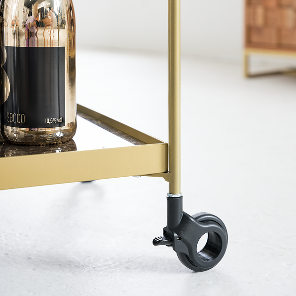 Servierwagen Randalstown - Keramik / Metall - Marmor Braun Dekor / Gold