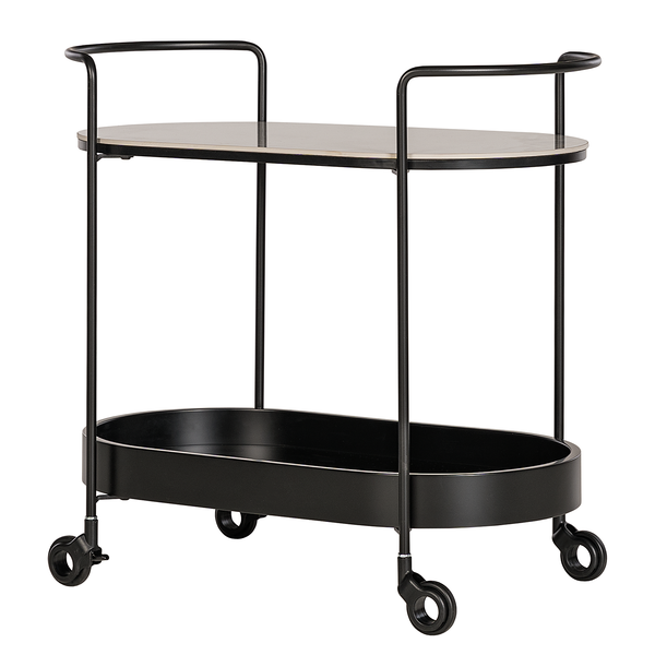 Servierwagen Valleymount - Keramik / Metall - Marmor Weiß Dekor / Schwarz