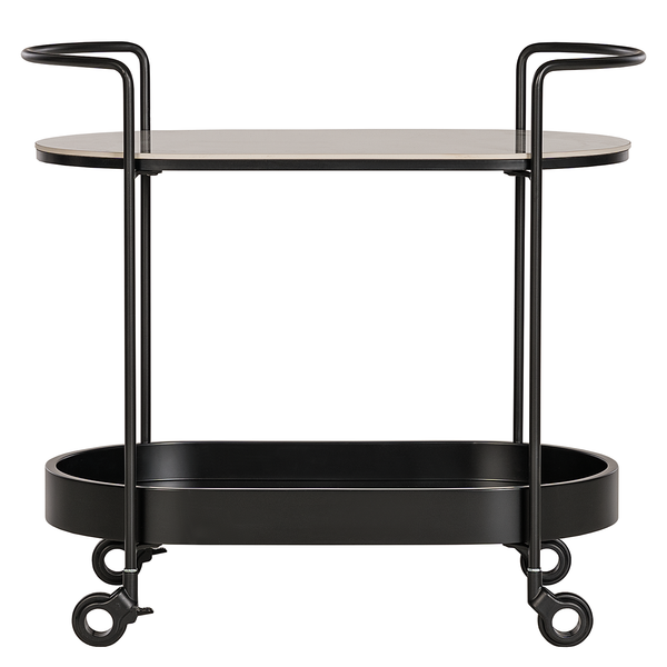 Servierwagen Valleymount - Keramik / Metall - Marmor Weiß Dekor / Schwarz