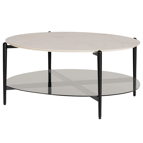 Couchtisch HAYESTOWN - Keramik / Stahl - Marmor Weiß Dekor / Schwarz