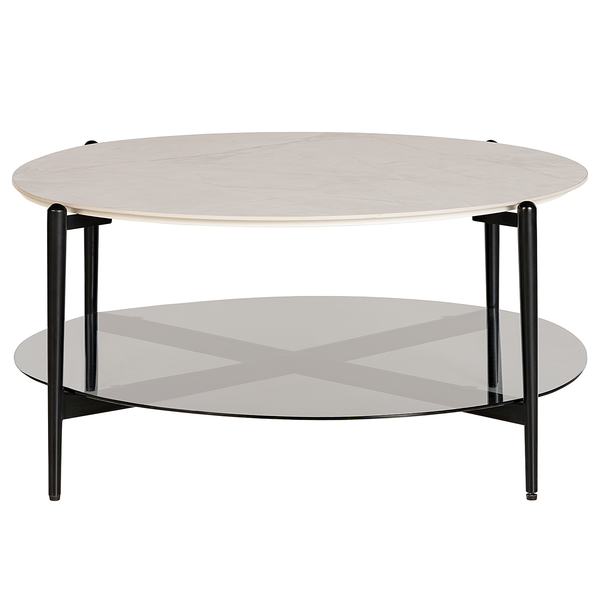 Couchtisch HAYESTOWN - Keramik / Stahl - Marmor Weiß Dekor / Schwarz
