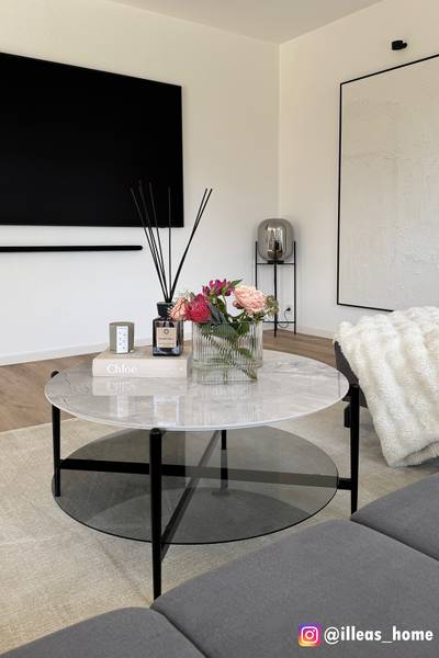 Couchtisch HAYESTOWN - Keramik / Stahl - Marmor Weiß Dekor / Schwarz