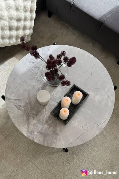 Couchtisch HAYESTOWN - Keramik / Stahl - Marmor Weiß Dekor / Schwarz