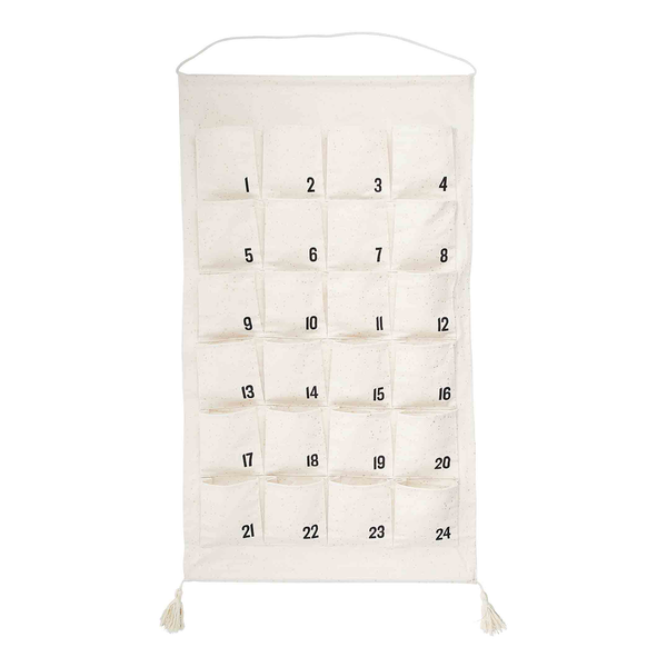 Adventskalender SANTA IS COMING - Ahorn / Baumwollstoff - Gold