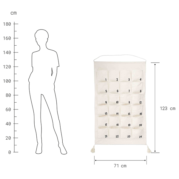 Adventskalender SANTA IS COMING - Ahorn / Baumwollstoff - Gold