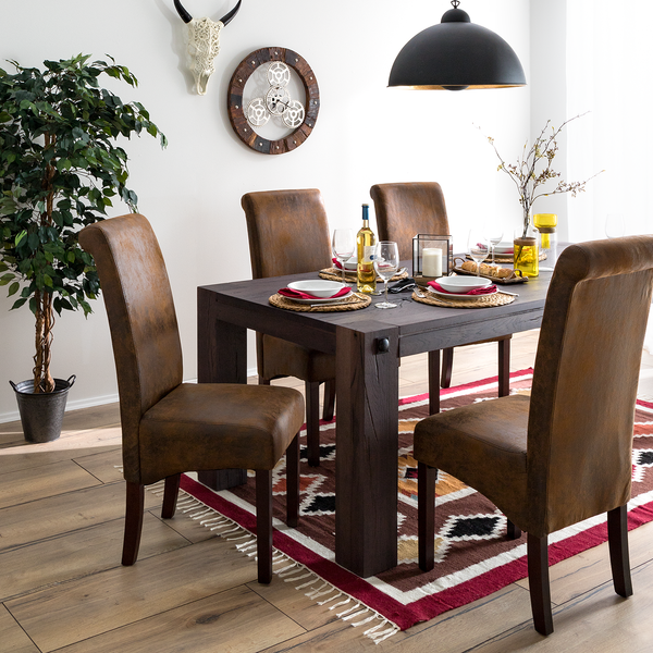 Polsterstuhl Nello IV (2er-Set) - Braun - Microfaser - Gummibaum - 47 x 108 x 64 cm