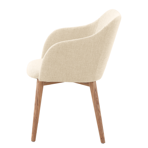 Armlehnenstuhl Corrie - Webstoff / Esche massiv - Creme