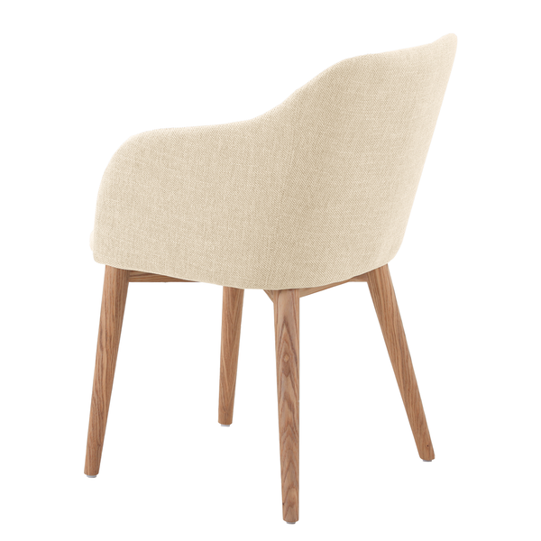 Armlehnenstuhl Corrie - Webstoff / Esche massiv - Creme