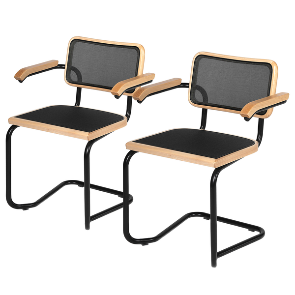 Armlehnenstuhl HOLM 2er-Set  Mesh - Buche - Schwarz