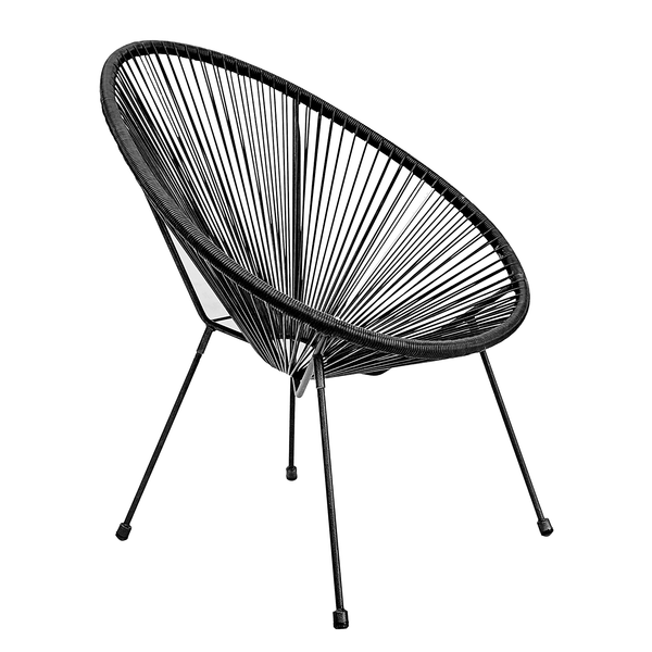 Sitzgruppe Copacabana 3-teilig - Stahl / Polyrattan - Schwarz