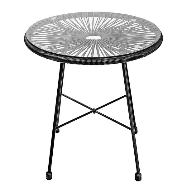 Sitzgruppe Copacabana 3-teilig - Stahl / Polyrattan - Schwarz