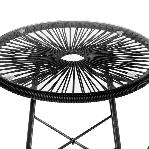 Sitzgruppe Copacabana 3-teilig - Stahl / Polyrattan - Schwarz