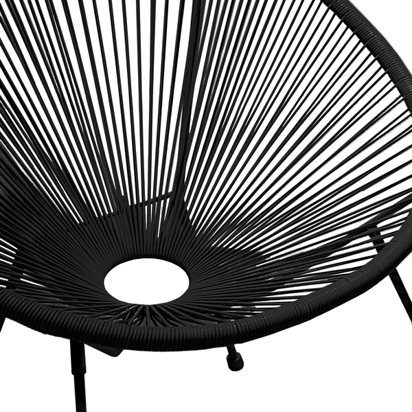 Sitzgruppe Copacabana 3-teilig - Stahl / Polyrattan - Schwarz