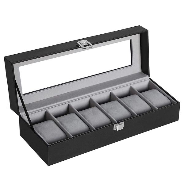 Uhrenbox Bradford III - Kunstleder / Samt - Schwarz / Grau