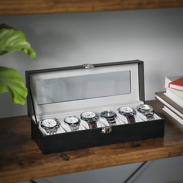 Uhrenbox Bradford III - Kunstleder / Samt - Schwarz / Grau