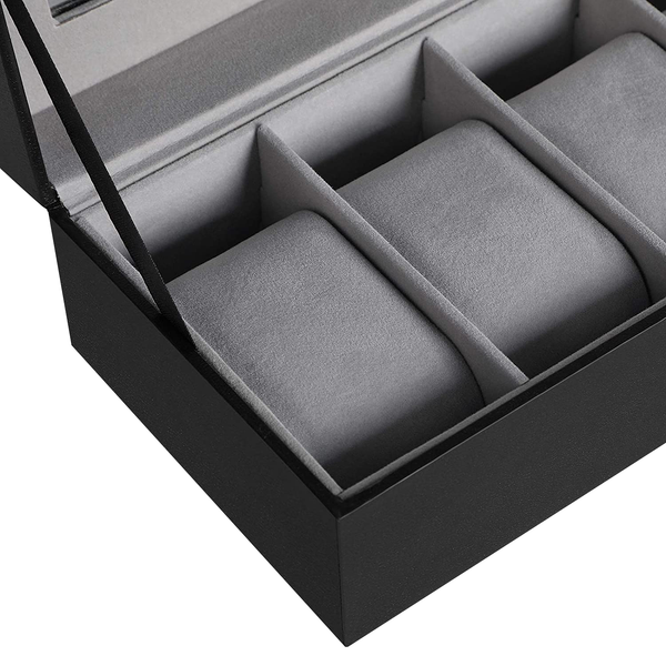 Uhrenbox Bradford III - Kunstleder / Samt - Schwarz / Grau