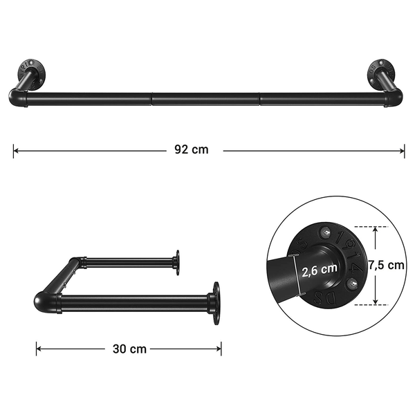 Wandgarderobe Wellsville (2er-Set) - Metall - Schwarz