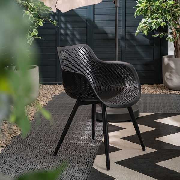 Gartenstuhl Pero aus Kunststoff 2er-Set - Stahl / Polypropylen - Schwarz