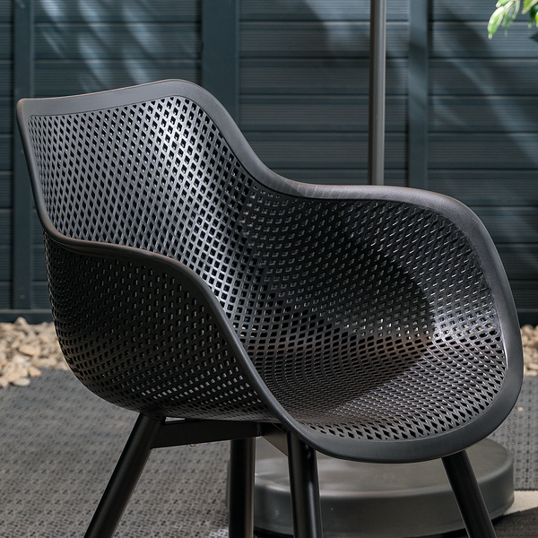 Gartenstuhl Pero aus Kunststoff 2er-Set - Stahl / Polypropylen - Schwarz