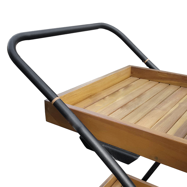 Gartenservierwagen Rolly - Teilmassivholz Akazie / Aluminium - Braun