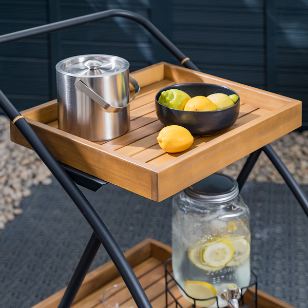 Gartenservierwagen Rolly - Teilmassivholz Akazie / Aluminium - Braun