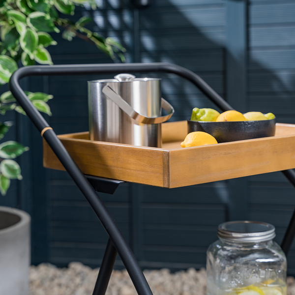 Gartenservierwagen Rolly - Teilmassivholz Akazie / Aluminium - Braun