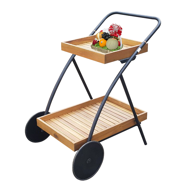 Gartenservierwagen Rolly - Teilmassivholz Akazie / Aluminium - Braun