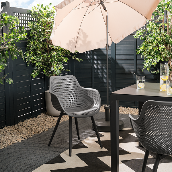 Gartenstuhl Pero aus Kunststoff 2er-Set - Stahl / Polypropylen - Grau
