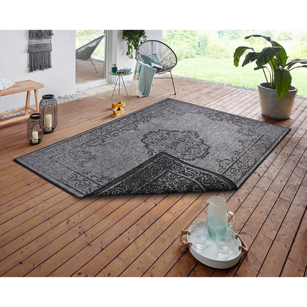 Outdoorteppich Cebu - Polypropylen - Silber / Grau - 80 x 150 cm