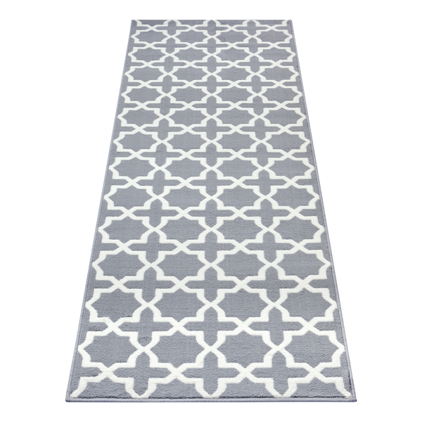 Läufer Glam - Polypropylen / Jute - Weiß / Hellgrau - 80 x 350 cm
