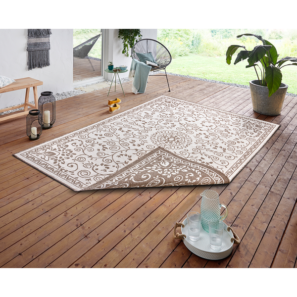 Outdoorteppich Leyte - Polypropylene - Beige / Braun - 80 x 150 cm