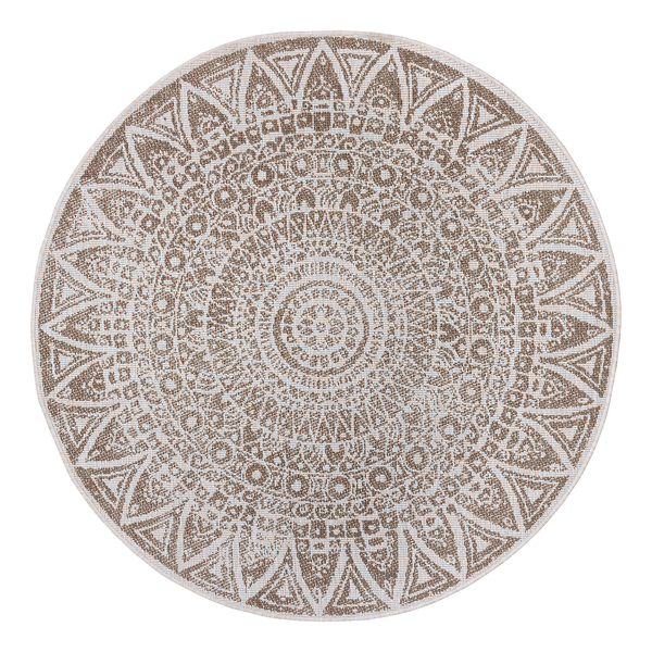 In-/Outdoor Wendeteppich Lilja - Polypropylen - Hellbraun - Durchmesser: 100 cm