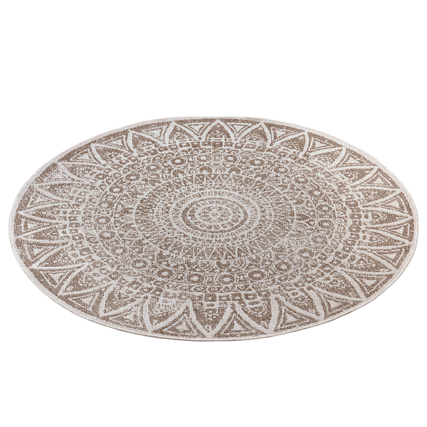 In-/Outdoor Wendeteppich Lilja - Polypropylen - Hellbraun - Durchmesser: 100 cm