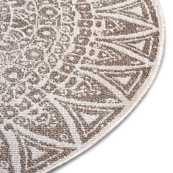 In-/Outdoor Wendeteppich Lilja - Polypropylen - Hellbraun - Durchmesser: 100 cm