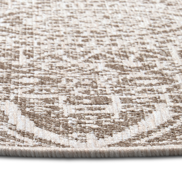 In-/Outdoor Wendeteppich Lilja - Polypropylen - Hellbraun - Durchmesser: 100 cm