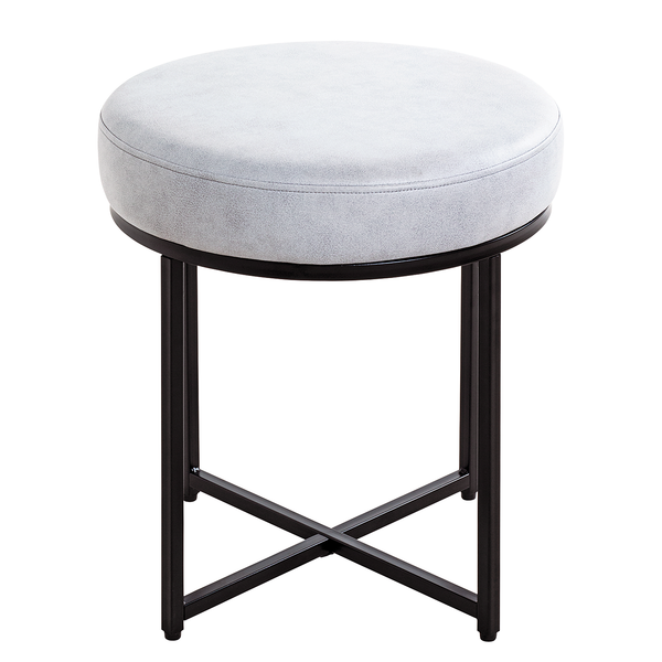 Hocker Tilbrook - Kunstleder / Metall - Lichtgrau