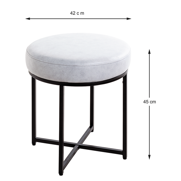 Hocker Tilbrook - Kunstleder / Metall - Lichtgrau