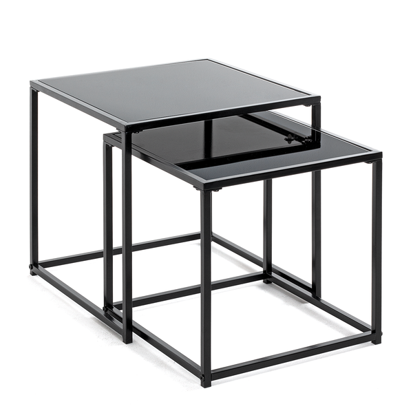 Beistelltisch Cerney 2er-Set - Glas / Metall - Schwarz