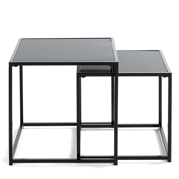 Beistelltisch Cerney 2er-Set - Glas / Metall - Schwarz