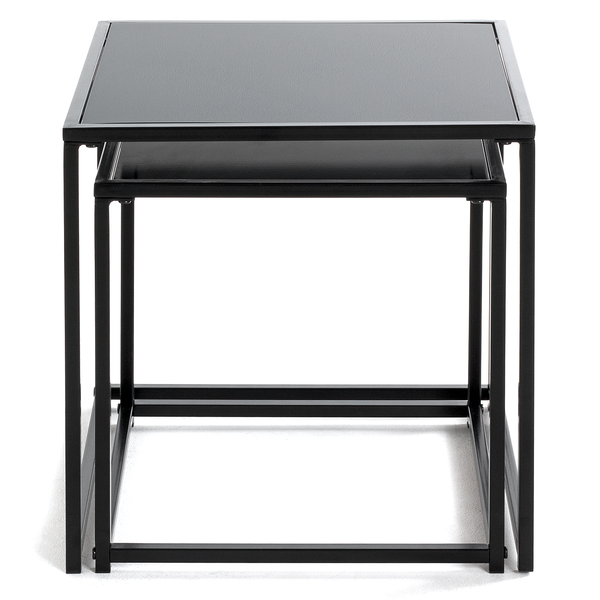 Beistelltisch Cerney 2er-Set - Glas / Metall - Schwarz