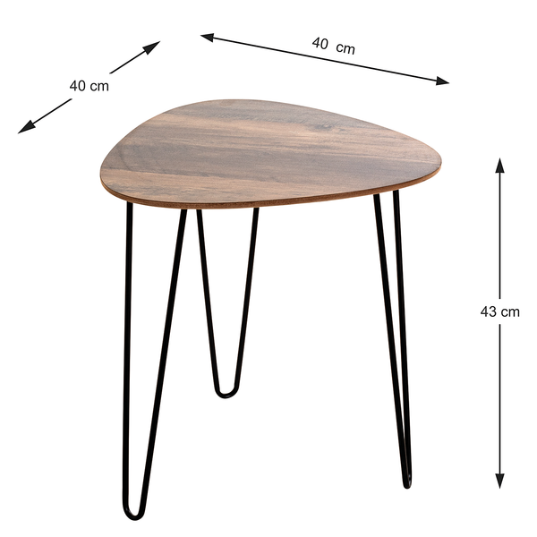 Beistelltisch Shotley Höhe: 43 cm - Eiche Dunkel Dekor / Schwarz