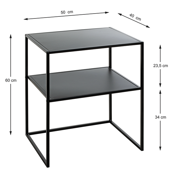 Beistelltisch Alderbury - Metall - Schwarz - Höhe: 60 cm